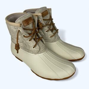 Sperry Women's Saltwater Embossed Wool Duck Boots Ivory 10M US